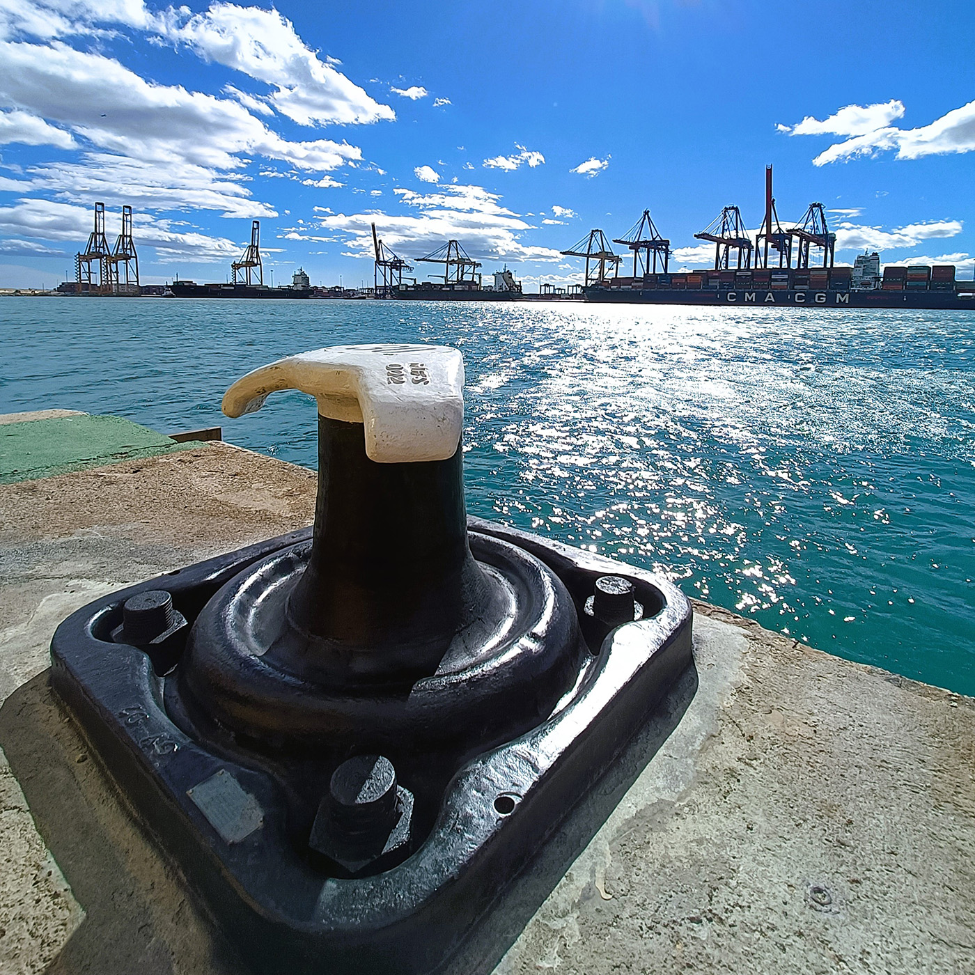 Smart bollard installed at MSC terminal providing real-time mooring load data