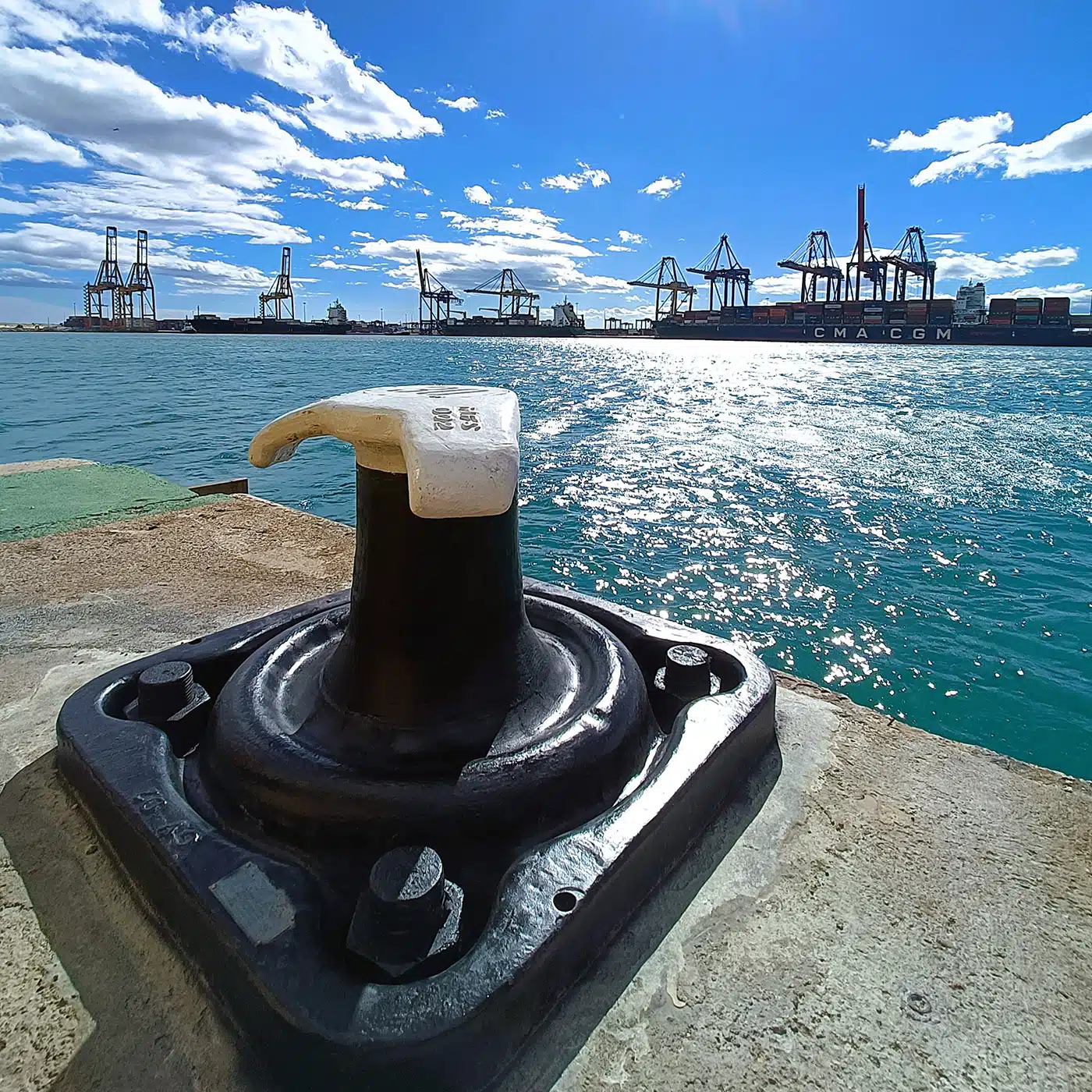 Smart bollard installed at MSC terminal providing real-time mooring load data